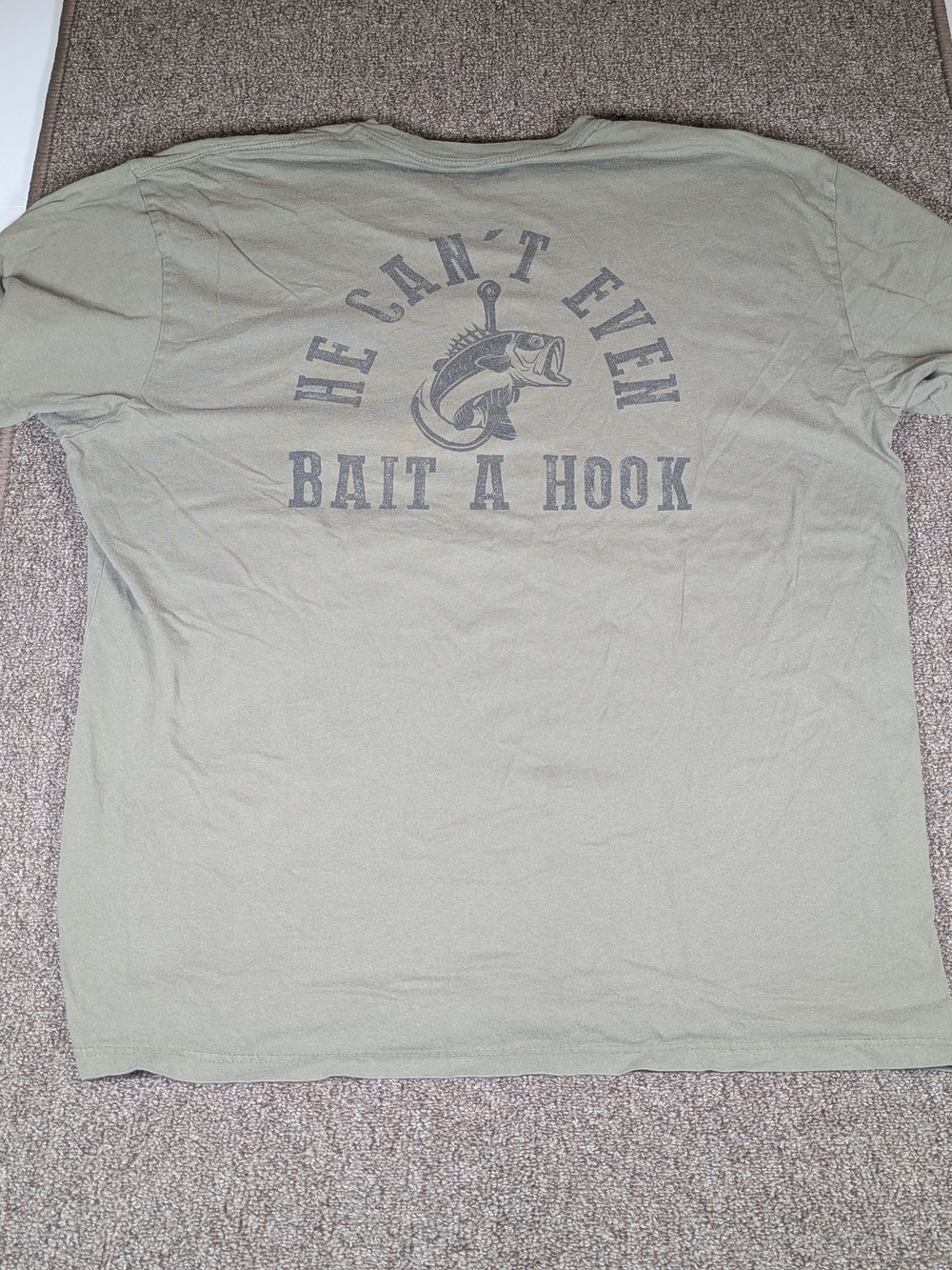 Justin Moore He Can't Even Bait A Hook Country Music T-Shirt Green XL / XXL